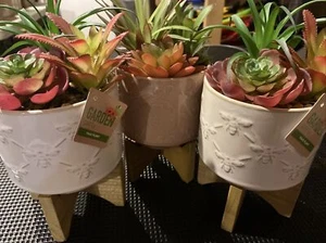 3X Artificial Plants Fake in Pots Mini Faux Grass Home Office Decor US - Picture 1 of 4