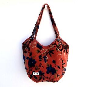 Indian Velvet Orange BIRD Printed Women Market Bag Shoulder Handbags Towel Bags