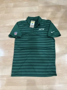 NIKE NFL New York Jets Polo Shirt Size Small Striped Dri Fit Football NWT - Picture 1 of 3