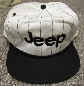 Vintage Jeep San Sun White with Black stripes Snapback Baseball cap hat - Picture 1 of 7