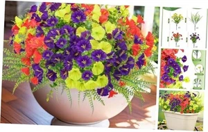 Morning Glory Artificial Flowers for Outdoor Spring Summer,12Bundles UV - Picture 1 of 8