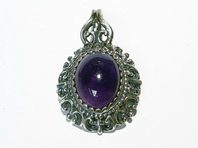 Colgante potenciador vintage CAROLYN POLLACK cabujón amatista plata de ley 925 Foto 1 de 4
