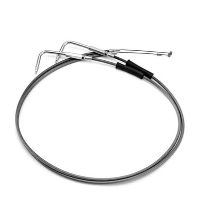 Extended Length Throttle Cable and Idle Cable Kit Stainless Steel 42" Black - Image 1 of 4