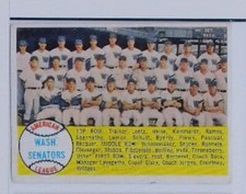 1958 Topps Baseball Washington Senators Team Card