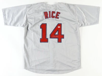 Camiseta deportiva firmada por Jim Rice de los Medias Rojas de Boston (JSA COA) 1978 AL MVP/HOF 2009 Foto 1 de 4