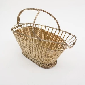 Vintage geflochtener versilberter Weinflaschenhalter/Caddy/Korb - Bild 1 von 1