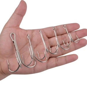 10x Treble Fishing Hooks High Carbon Steel Sharpened Triple Hook 4x Strong - Picture 1 of 16