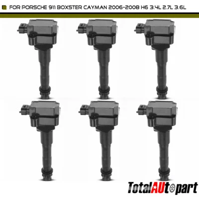 6 件点火线圈包适用于保时捷 911 Boxster Cayman 1997 - 2012 3 针 0040100021 — 第 1/4 张图片