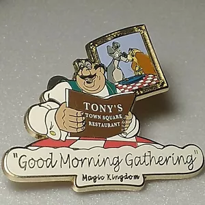 Lady and the Tramp Pin Tony's Spaghetti Kiss Disney Magic Kingdom Good Morning - Picture 1 of 8