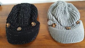 Set of 2 Fashion Women's Lined Visor Winter Warm Hat 