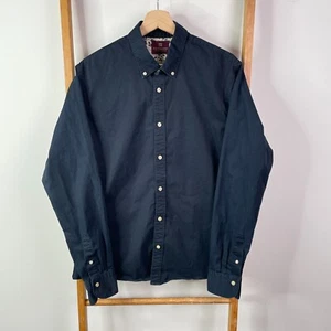 Scotch & Soda Button Down Shirt Mens Large Black Long Sleeve Casual Cotton - Picture 1 of 11