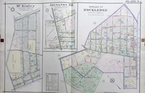 1909 MONTGOMERY COUNTY PA MCKINLEY ABINGTON ROCKLEDGE LAWN VIEW CEM. ATLAS MAP - Picture 1 of 3