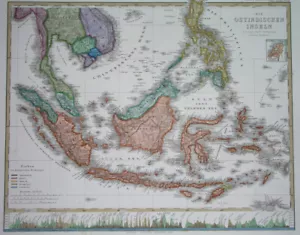1865 ORIGINAL MAP INDONESIA PHILIPPINES EAST INDIES MALAYSIA BORNEO THAILAND - Picture 1 of 9