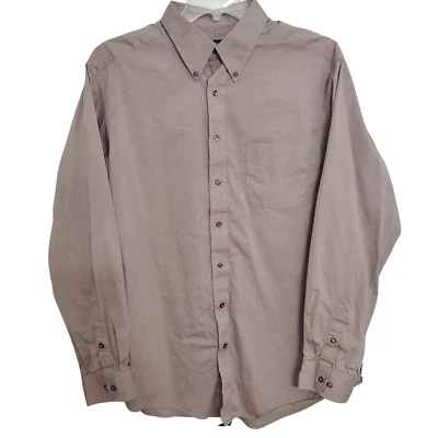 Club Room Men's Dress Shirt XL 17 ½ 36/37 Long Sleeves Solid Beige 100% Cotton - Imagem 1 de 4