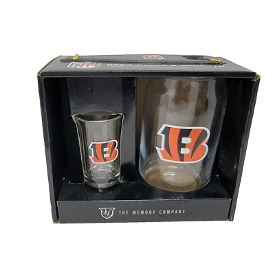 Conjunto de 2 peças de utensílios de bebida Cincinnati Bengals NFL Memory Company 16 oz copo de cerveja - Imagem 1 de 4