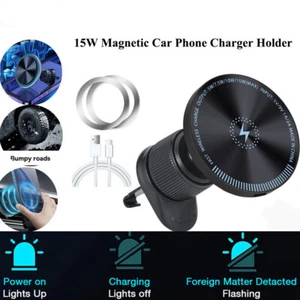 Car Air Vent Magnetic Mount Holder Wireless Charger For iPhone Magsafe 15 14 13. - Picture 1 of 12