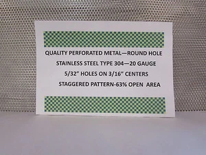 ==5/32" ROUND HOLES--20 GAUGE 304 STAINLESS PERFORATED SHEET---7" x 13"== - Picture 1 of 7