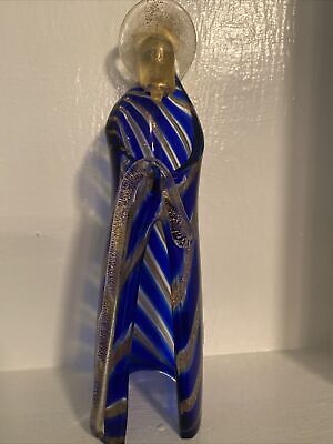 Labeled Murano Italy Art Glass Christ Jesus Figurine Statue Blue/Gold EUC • 98€