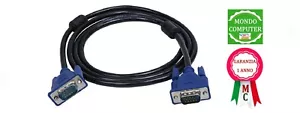 CAVO VGA MASCHIO A MASCHIO 1,5 MT 15 PIN PER MONITOR COMPUTER - Foto 1 di 1