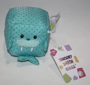 Sensory Squish Cube Walrus Blue Plush 2.5" Soft Toy Stuffed Animal Adventure New - Picture 1 of 13