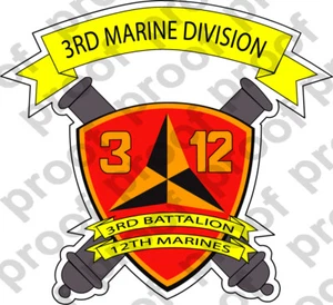 PEGATINA UNIDAD USMC 3er Batallón 12º Regimiento de Marines ooo USMC Lisc# 20187 - Imagen 1 de 1