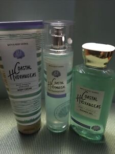 BBW Costal Hydrangas TRIO Cream + Mist + Shower gel