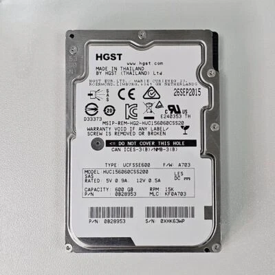 H.G.S.T 600GB HUC156060CSS200 15K RPM SAS 12Gb/s 128MB 2.5" Hard Drive HDD NEW - Image 1 of 4