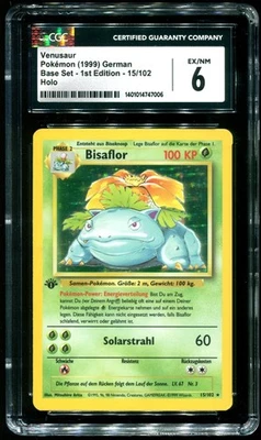 CGC 6 Venusaur 1st Edition Holo Rare German Base Set 1999 Pokemon Card #15 - Image 1 of 2