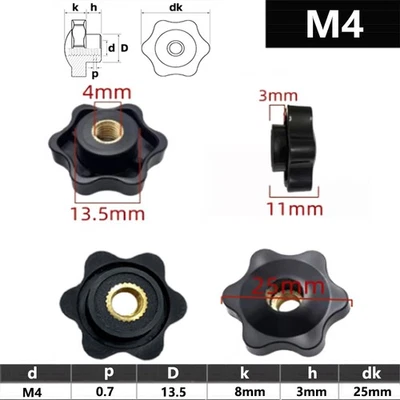 M4 (4mm) 25mm Sterngriff Sternmutter Klemmmutter Sternschraube Flügelmutter - Bild 1 von 2