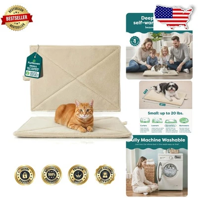 Alfombra duradera pequeña para mascotas ThermaNAP autocalentable ligera felpa imitación piel crema Foto 1 de 4