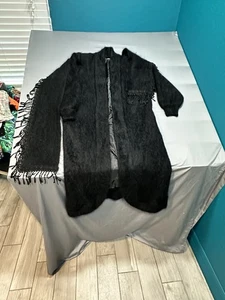 Venesha Angora Black Long Coat With Built In Scarf  S - Picture 1 of 10