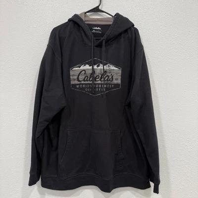 Cabelas Sudadera con Capucha Negra 2XL Top World's Outfitter Gráfico Logo Pullover Foto 1 de 4