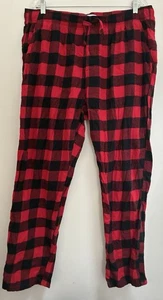 Old Navy Womens Red Buffalo Check Flannel Straight Leg Adjustable Waist Pants XL - Picture 1 of 6