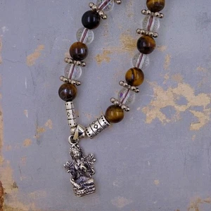 Green Tara Buddhist Pendant Beaded Necklace 925 Silver Mother of all Buddhas - Picture 1 of 2