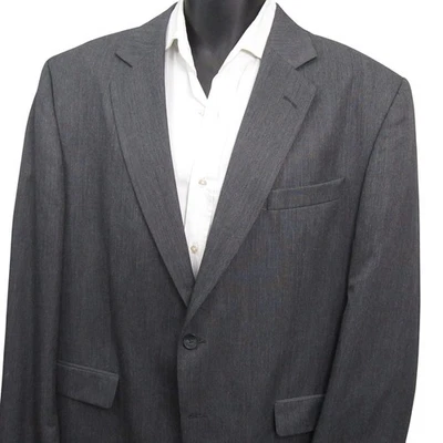 Stafford Two Piece Suit 44R 36x29 Dark Gray Heathered Flat Front Modern - Image 1 of 4