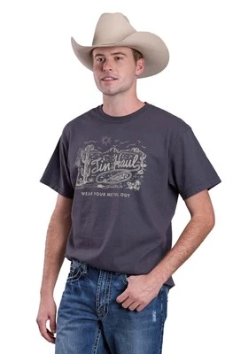 Camiseta Tin Haul Unisex Desert Cactus Escena Con Cuerda Gris 100% Algodón S/S Foto 1 de 2
