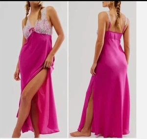 Free People Intimately Countryside Maxi Slip Dress S Pink Silk NWT Women $118 - Picture 1 of 12