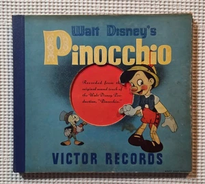 DISNEY • PINOCCHIO Original 1940 VICTOR P-18 Shellac Die-Cut Cover Childrens 78 - Picture 1 of 3