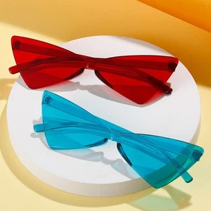 Candy Color Triangle Sunglasses One Piece Shades for Adults - Picture 1 of 12