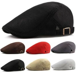Men Retro Newsboy Gatsby Cap Driving Ivy Hat Flat Cabbie Breathable Beret Hats - Picture 1 of 17
