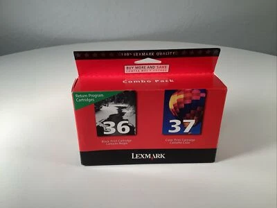 GENUINE Lexmark 36 37 Ink Cartridges Black & Color Combo NEW SEALED Dated 2008 - Image 1 of 4