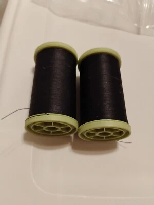LOT OF 2 COATS & CLARK COTTON WRAPPED POLY QUILTING THREAD DK BLACK 325 YDS EA - Image 1 of 3