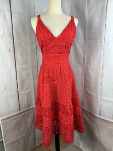Vestido Adelyn Rae Encaje Ajuste N Acampanado Rojo Talla XS - Imagen 1 de 7