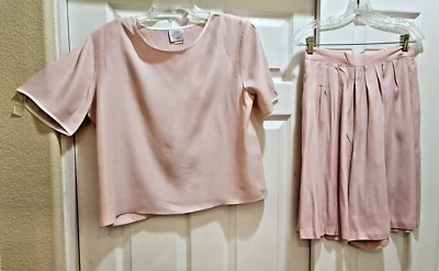 Blusa y pantalón corto para mujer rosa, talla grande, elegante Foto 1 de 4