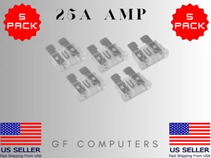 5 Pack 25 AMP ATC/ATO STANDARD Regular FUSE BLADE 25A CAR TRUCK BOAT MARINE RV - Picture 1 of 1