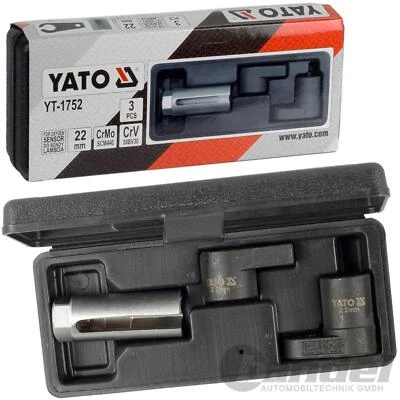 YATO LAMBDASONDEN-NUSS-SATZ 3tlg. STECKNÜSSE SCHLÜSSEL 22mm GESCHLITZT 1/2"