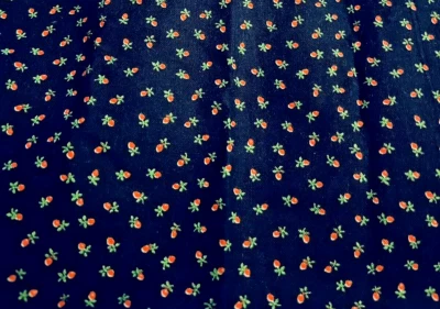 VTG Tiny Ditzy NAVY with RED Rosebuds Cottagecore /French Country 22"X17" - Image 1 of 4