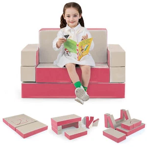 6-Piece Convertible Climb & Crawl Foam Playset Sofa Set w/ PU Leather Cover - Picture 1 of 7