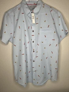 Sovereign Code Los Angeles Short Sleeve Button Down "Pizza" Casual Shirt L NEW - Picture 1 of 4