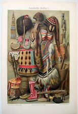 North Asian Cultural Artifacts - Original 1908 Chromo-Lithograph by Meyers. 